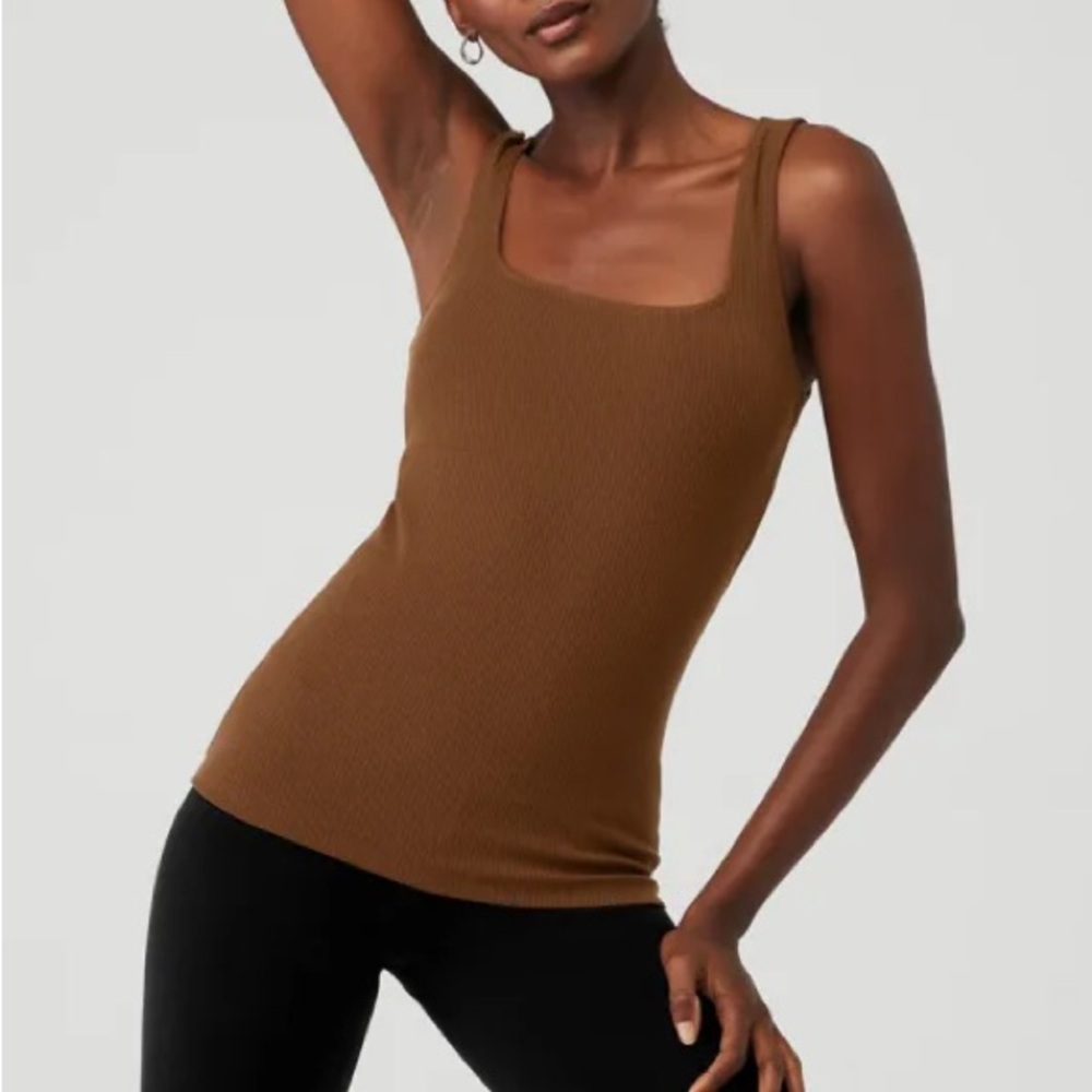 ALO Yoga Brown Ribbed Tank Top
